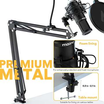 MAONO Podcast Microphone 192KHZ/24BIT AU-PM420 Metal USB Condenser Cardioid PC Mic with Professional Sound Chipset for Gaming, Streaming, YouTube, Voice Over, Studio/Home Recording