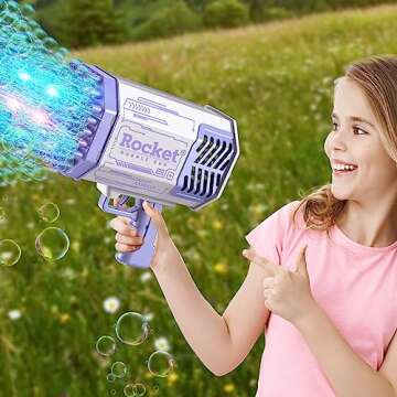 SHCKE Bubble Machine Gun 69 Holes with Colorful Lights,Bubble Machine for Kids and Adults, Suitable for Parties, Gatherings, Camping, Weddings