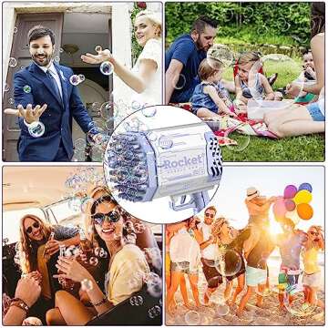 SHCKE Bubble Machine Gun 69 Holes with Colorful Lights,Bubble Machine for Kids and Adults, Suitable for Parties, Gatherings, Camping, Weddings