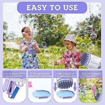SHCKE Bubble Machine Gun 69 Holes with Colorful Lights,Bubble Machine for Kids and Adults, Suitable for Parties, Gatherings, Camping, Weddings