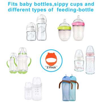 Baby Bottle Labels for Daycare, Durable Writable Reusable Food -Grade Silicone 6 Pack Baby Bottle La...