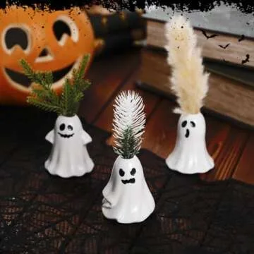 Tuitessine 6 PCS Halloween Ghost Figurines & Vases Set