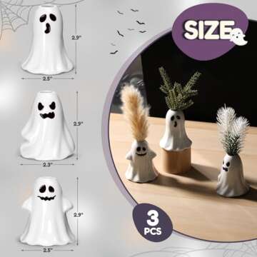 Tuitessine 6 PCS Halloween Ghost Figurines & Vases Set
