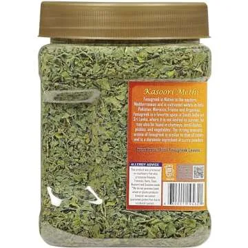 Rani Fenugreek Leaves Dried (Kasoori Methi) 3.5oz (100g) PET Jar ~ All Natural | Vegan | Gluten Friendly | NON-GMO | Kosher | Indian Origin