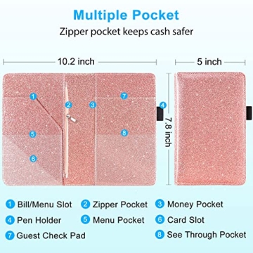 Stylish ACdream Server Book for Waitresses with Zipper Pocket