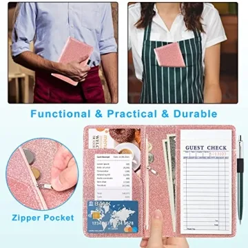 Stylish ACdream Server Book for Waitresses with Zipper Pocket