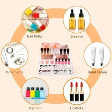 AumVum Nail Polish Organizer of 6 Layers Acrylic Nail Polish Display Rack, Paint Rack Essential Oil Holder Sunglasses Storage Cosmetic Display Cases 72 Bottles