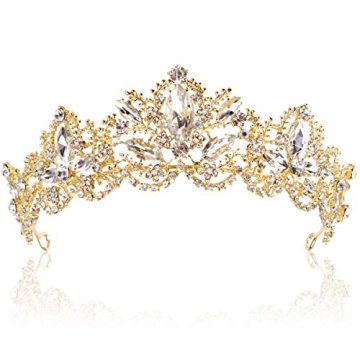 Stunning Gold Tiara: Rhinestone Crown for Women, Perfect for Weddings and Special Events