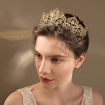 Gold Tiara for Women, Elegant Rhinestone Crown for All Occasions