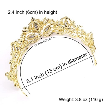 Gold Tiara for Women, Elegant Rhinestone Crown for All Occasions