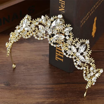Gold Tiara for Women, Elegant Rhinestone Crown for All Occasions