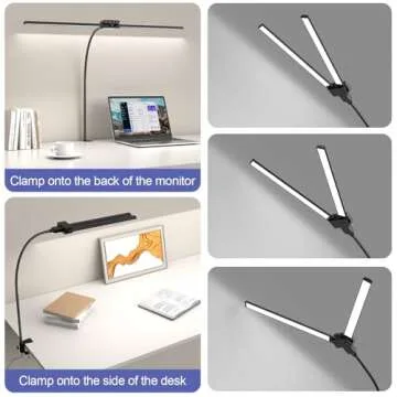 EppieBasic Desk Lamp,24W Led Desk Lamps with Clamp,Double Head Desk Light for Home Office, Architect...