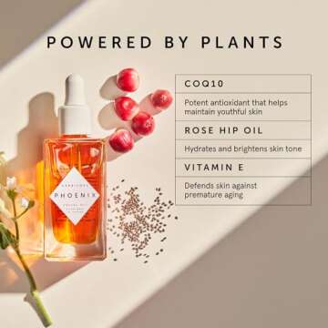 HERBIVORE Phoenix Rosehip Anti-Aging Face Oil – Hydrating with CoQ10, Antioxidants, and Vitamin E ...