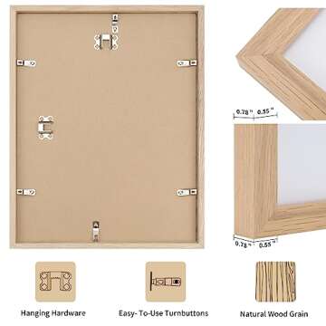 puthiac 12x16 Picture Frame Wood - 12 x 16 Poster Frame, 12 16 Oak Wood Picture Frame, 12 By 16 Frame, 12 x 16 Frame, 12x16 Picture Frames for Wall(3 Pack, Beige)