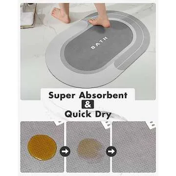 MontVoo Bath Mat-Bathroom Mat Bathroom Rug Absorbent Non Slip Quick Dry Stain Resistant Bath Mat Rug for Bathroom Floor Bathmat-Easy Care Shower Rug for Outside Bathtub Shower Room 17"x27" Grey