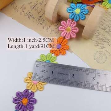 IDONGCAI Daisy Flower Lace Trim - Stylish Floral Embroidery for DIY Crafts