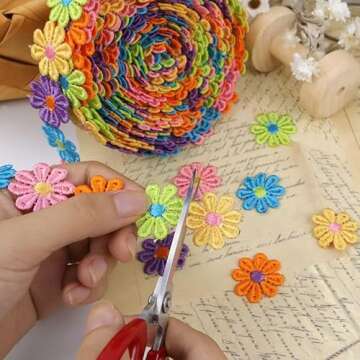 IDONGCAI Daisy Flower Lace Trim for Creative Crafts