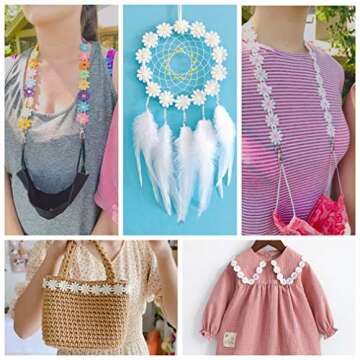 IDONGCAI Daisy Flower Lace Trim for Creative Crafts