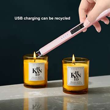 MeeToo Electric Candle Lighter Rechargeable Type-C - Gifts for Wife Men Women Nana, USB Plasma Arc W...