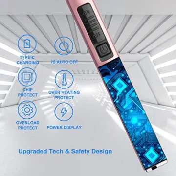 MeeToo Electric Candle Lighter Rechargeable Type-C - Gifts for Wife Men Women Nana, USB Plasma Arc Windproof Lighters for Candle Christmas Camping Kitchen Rose Gold