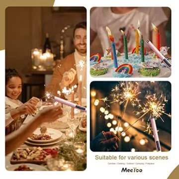 MeeToo Electric Candle Lighter Rechargeable Type-C - Gifts for Wife Men Women Nana, USB Plasma Arc Windproof Lighters for Candle Christmas Camping Kitchen Rose Gold