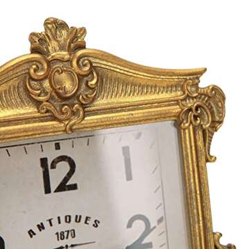 NIKKY HOME Vintage Gold Table Clock, Silent Non-Ticking Battery Operated Retro Desk Shelf Mantel Small Metal Clock for Living Room Decor