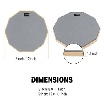 Donner 8 Inch Silent Drum Practice Pad with Sticks