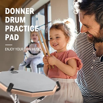 Donner 8 Inch Silent Drum Practice Pad with Sticks