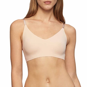 Calvin Klein Invisibles Comfort Lightly Lined Seamless Wireless Triangle Bralette Bra, Bare, X-Large