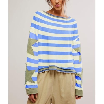 JINZIYINZI Womens Y2k Vintage Star Graphic Sweatshirt