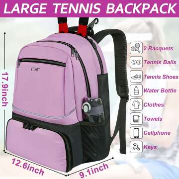 Versatile Large Tennis Bag & Backpack for Rackets