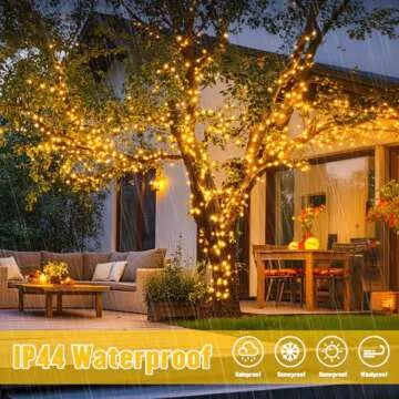 JMEXSUSS Waterproof Solar String Lights – 33FT Outdoor Decor, 2 Pack