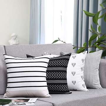 Fascidorm Set of 4 Pillow Covers Stripe Pattern Throw Pillow Case Daily Decorations Sofa Throw Pillow Case Cushion Covers Zippered Pillowcase 18" x 18"