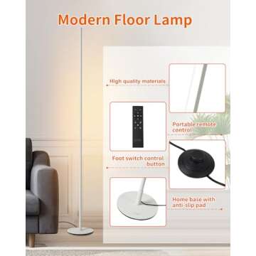 Stylish LED Modern Floor Lamp with Remote Control for Home