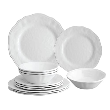 Elegant UPware 12-Piece Melamine Dinnerware Set, Lightweight & Beautiful