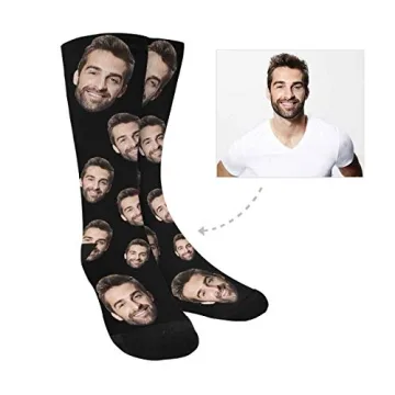 Custom Socks with Faces Personalized Photo Crew Socks Black