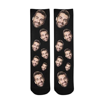 Custom Socks with Faces Personalized Photo Crew Socks Black