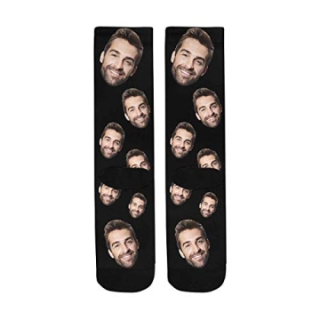 Custom Socks with Faces Personalized Photo Crew Socks Black