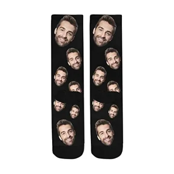 Custom Socks with Faces Personalized Photo Crew Socks Black