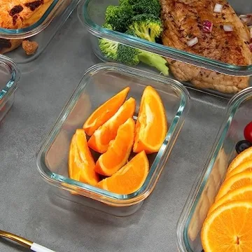 Glass Meal Prep Containers 12 Pack with Airtight Lids