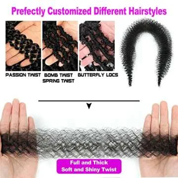 Afro Twist Hair 16Inch 3Packs Springy Afor Twist Hair Pre Fluffed Spring Twist Hair (16 Inch (Pack of 3), 1B#) …