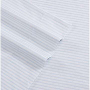 Laura Ashley - King Sheets, Soft Sateen Cotton Bedding Set - Sleek, Smooth, & Breathable Home Decor (Ramona Blue, King)