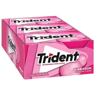 Trident Sugar Free Bubblegum Gum 12 Packs 168 Pieces