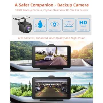 cogamichi Portable Carplay & Android Auto with 1080P Backup Camera, Car Screen x7 Inch HD IPS Touch Carplay Screen for Car Plug in, Car Play Dash Mount with AUX, FM, Siri, GPS Navigation