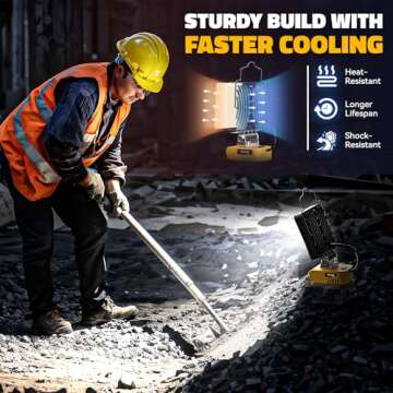 Ecarke 20V Cordless LED Work Light for DeWALT Batteries: 60W 6000LM Flashlight with Low Voltage Protection, 20V Tools Flood Light for Job Site, Securityand Outdoor Fishing