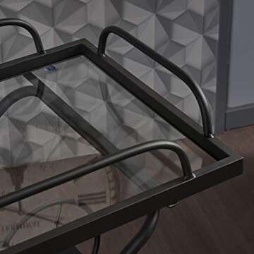Christopher Knight Home Perley Indoor Traditional Iron Bar Cart with Tempered Glass Shelves, Black