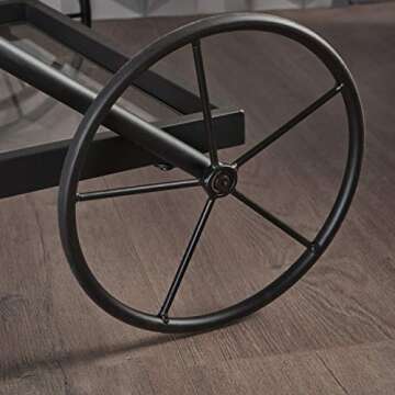 Christopher Knight Home Perley Indoor Traditional Iron Bar Cart with Tempered Glass Shelves, Black