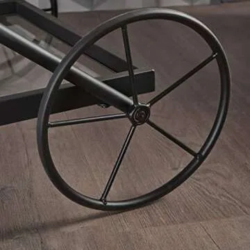 Elegant Iron Bar Cart with Glass Shelves for Entertaining