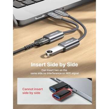 JSAUX USB C to USB 3.0 Adapter [2 Pack], USB C Male to USB Female OTG Cable Thunderbolt3 to USB Adapter Compatible with MacBook Pro/Air, iPhone 16 Pro Max/16 Plus/16/15, Samsung Galaxy S24/S23/S22/S21