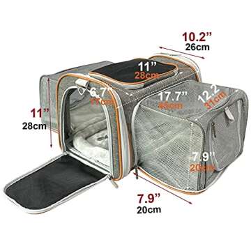 Mr. Peanut's Platinum Series Double Expandable Airline Approved Soft Sided Pet Carrier, Luxury Trave...